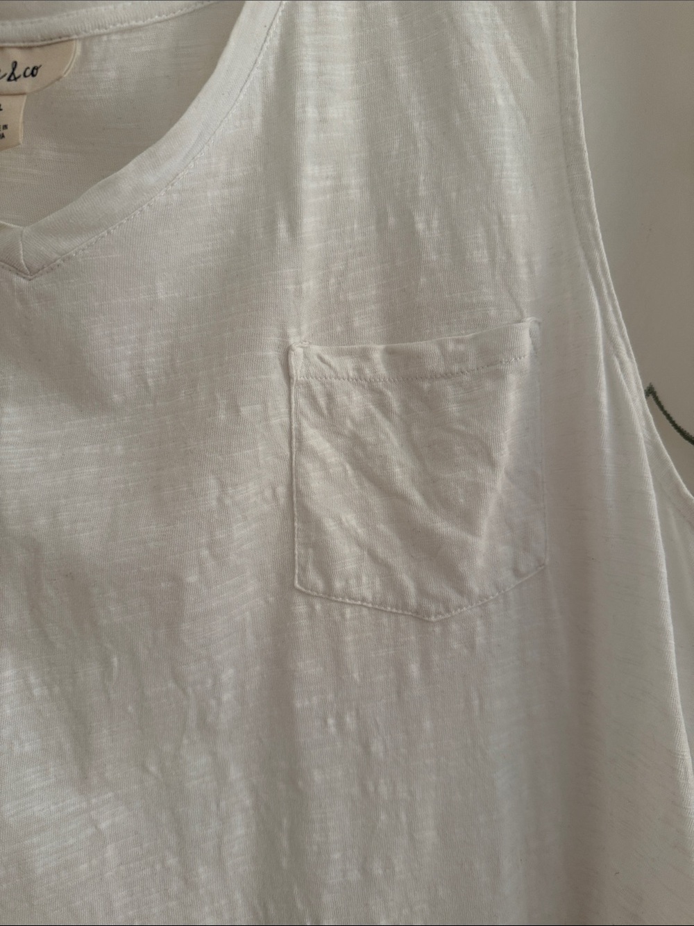 Style & Co. White V-Neck Tank with Chest Pocket - Picture 3 of 4